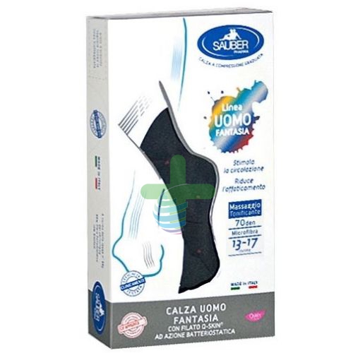 Sauber Calzino Uomo Blu Rombi Denim E Antracite 70 Denari Piccola