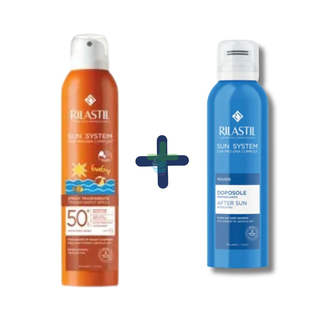 Rilastil Sun System Baby Spray Trasparent Spf50    Mousse Doposole in Omaggio