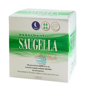 Saugella Linea Cotton Touch 12 Assorbenti Notte con Ali in Puro Cotone Offerta