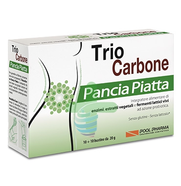 PoolPharma Linea Intestino Sano Triocarbone Pancia Piatta Integratore 10+10Buste