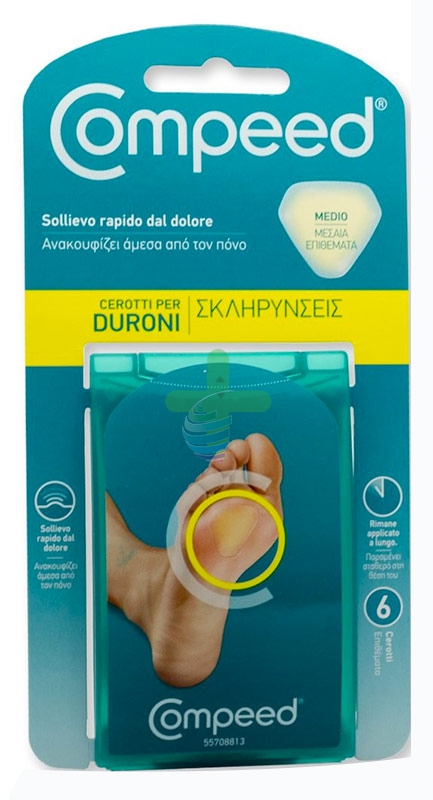 Compeed Linea Cura delle Mani e dei Piedi 6 Cerotti Medi per Duroni